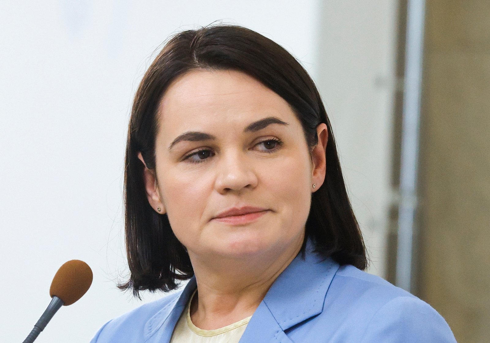 Світлана Тихановська під час публічної заяви.
