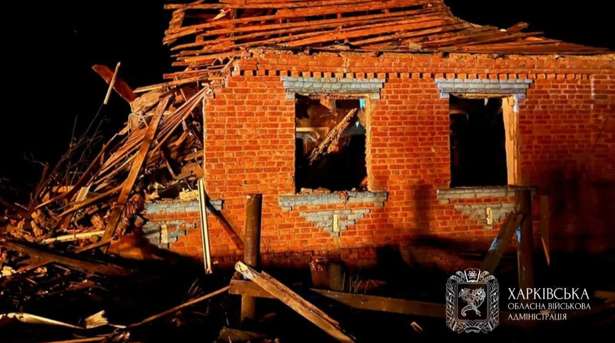 Наслідки нічної атаки безпілотниками у селі Леб'яже на Харківщині