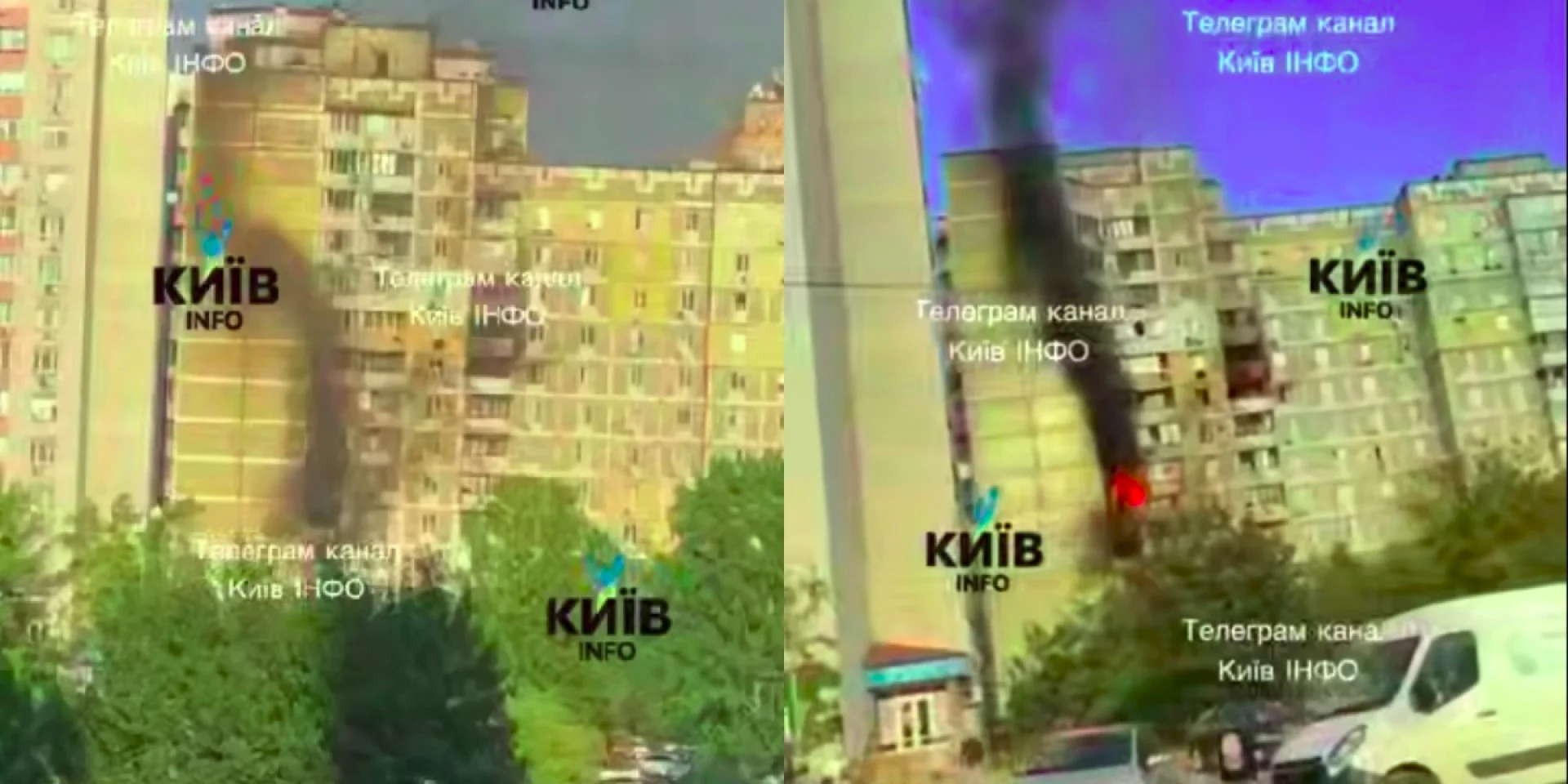 Наслідки удару реактивного шахеда по житловій будівлі у Києві