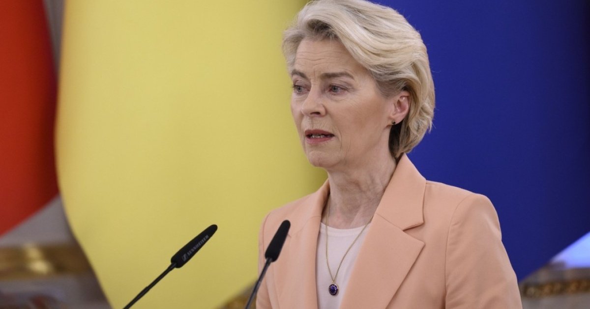 Голова Європейської комісії Урсула фон дер Ляєн під час виступу з пропозиціями.