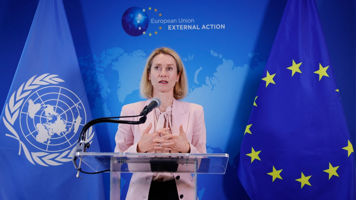 Висока представниця ЄС Кая Каллас під час виступу