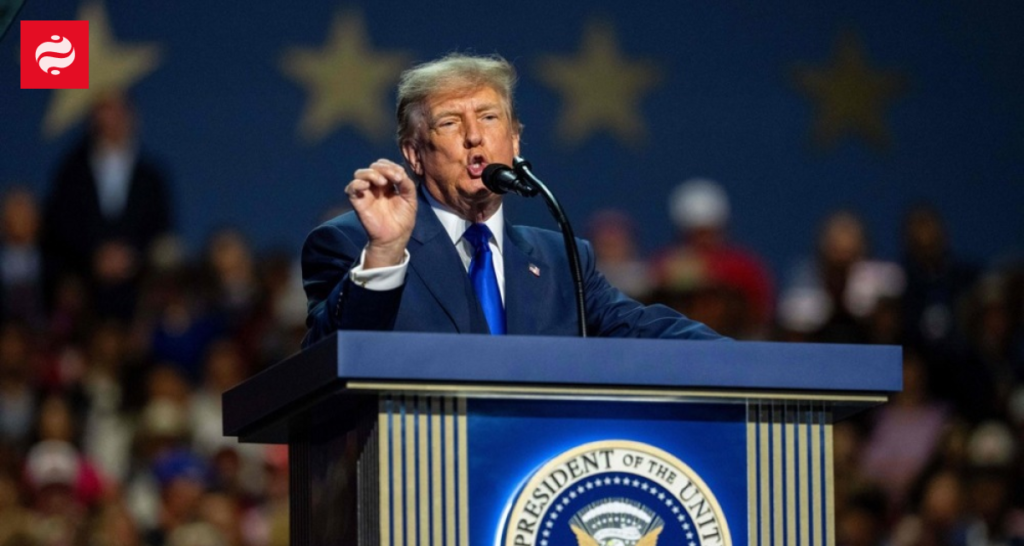 Дональд Трамп на виступі, який обіцяє виплати громадянам